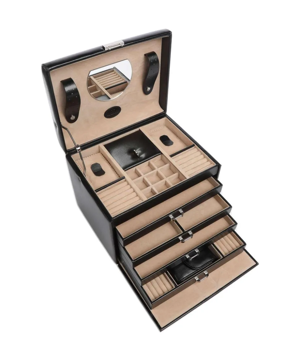 Merino 5 Etagen Schmuckkasten Lederimitat schwarz