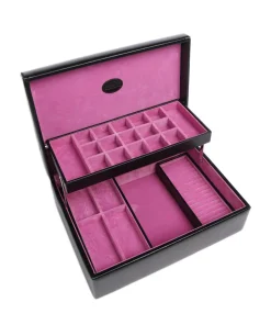 Merino 4 Etagen Schmuckkasten Lederimitat schwarz