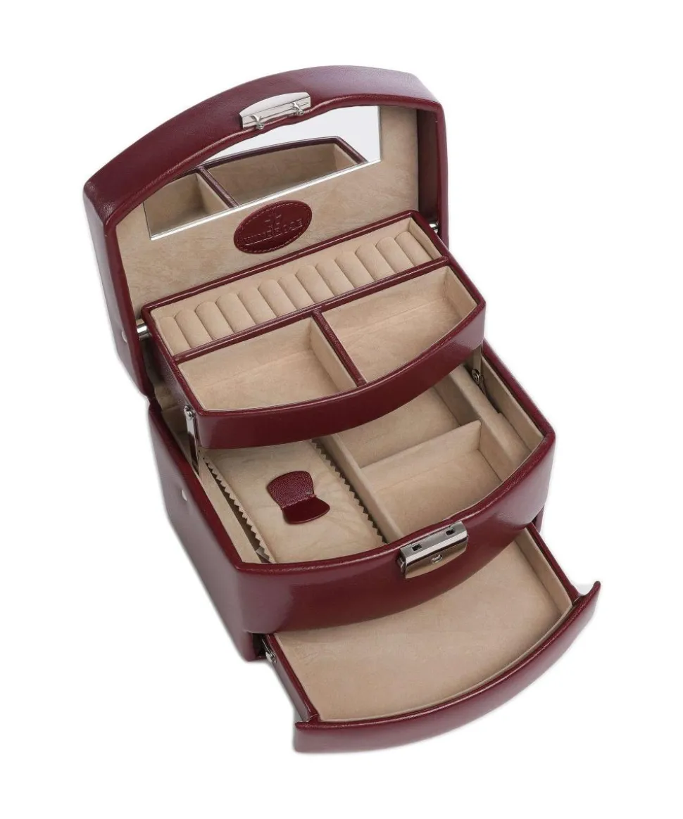 Merino 3 Etagen Schmuckkasten Lederimitat rot