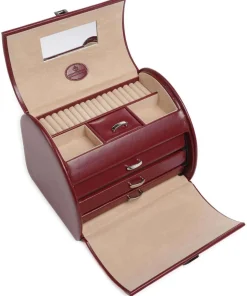 Merino 4 Etagen Schmuckkasten Lederimitat dunkelrot