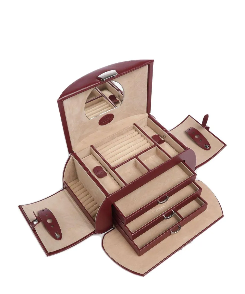 Merino 4 Etagen Schmuckkasten Lederimitat rot