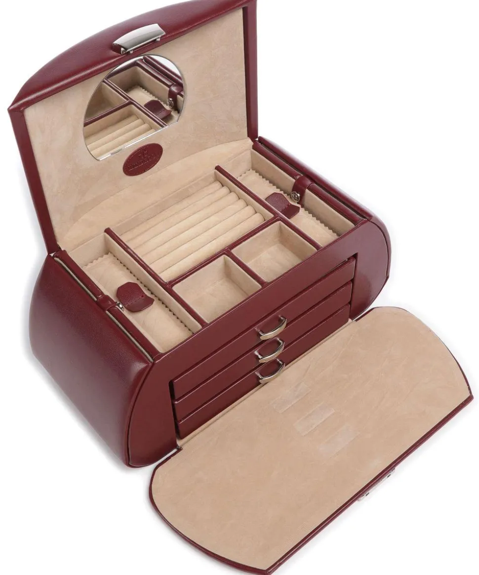 Merino 4 Etagen Schmuckkasten Lederimitat rot