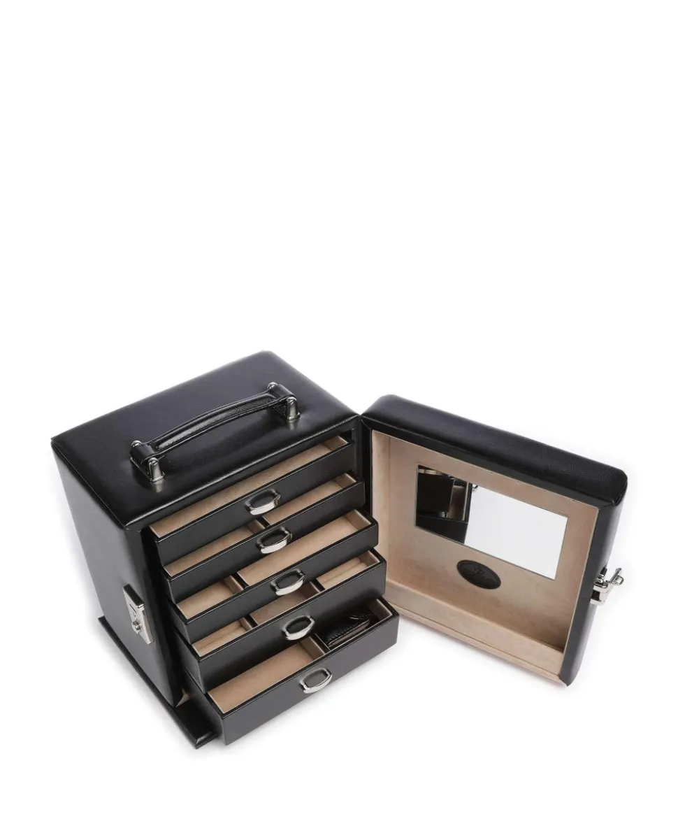 Merino 5 Etagen Schmuckkasten Lederimitat schwarz