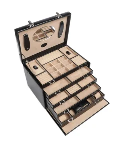 Merino 5 Etagen Schmuckkasten Lederimitat schwarz