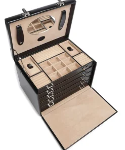 Merino 5 Etagen Schmuckkasten Lederimitat schwarz