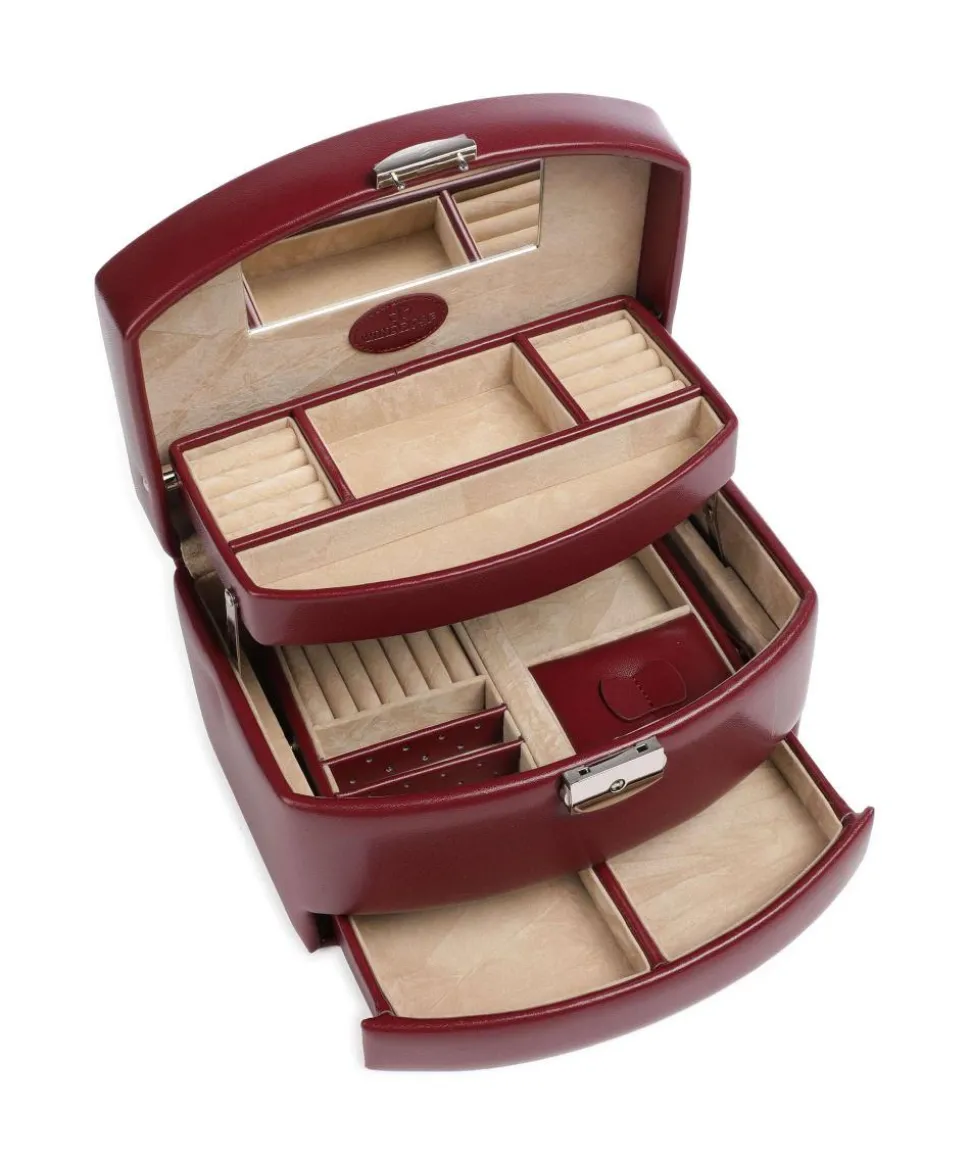 Merino 3 Etagen Schmuckkasten Lederimitat dunkelrot