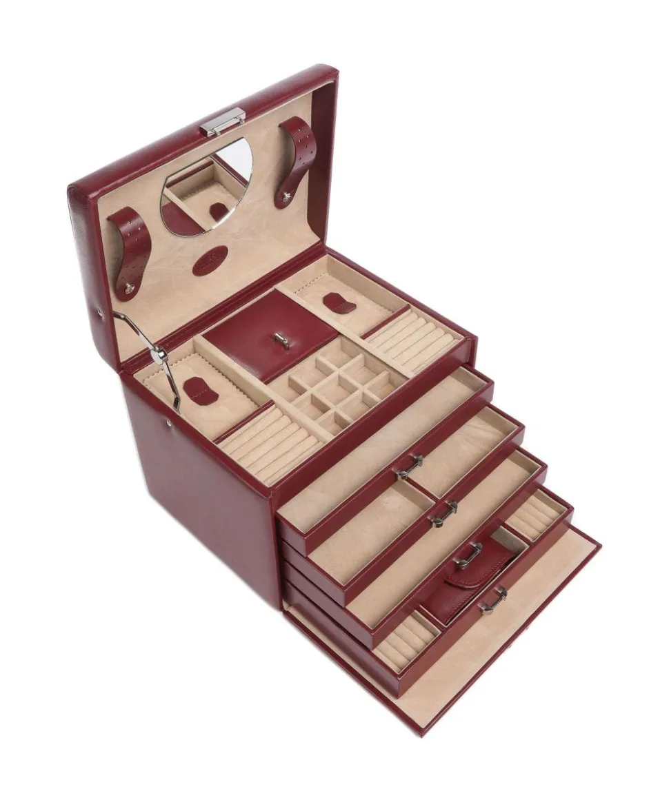Merino 5 Etagen Schmuckkasten Lederimitat rot