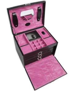 Merino Moda Schmuckkasten Lederimitat schwarz