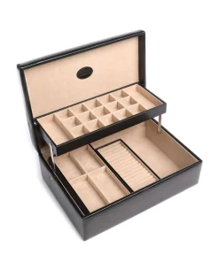 Merino Schmuckkasten fein genarbtes Leder schwarz