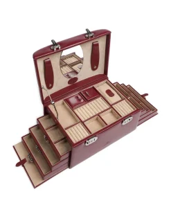 Merino Schmuckkasten Lederimitat dunkelrot