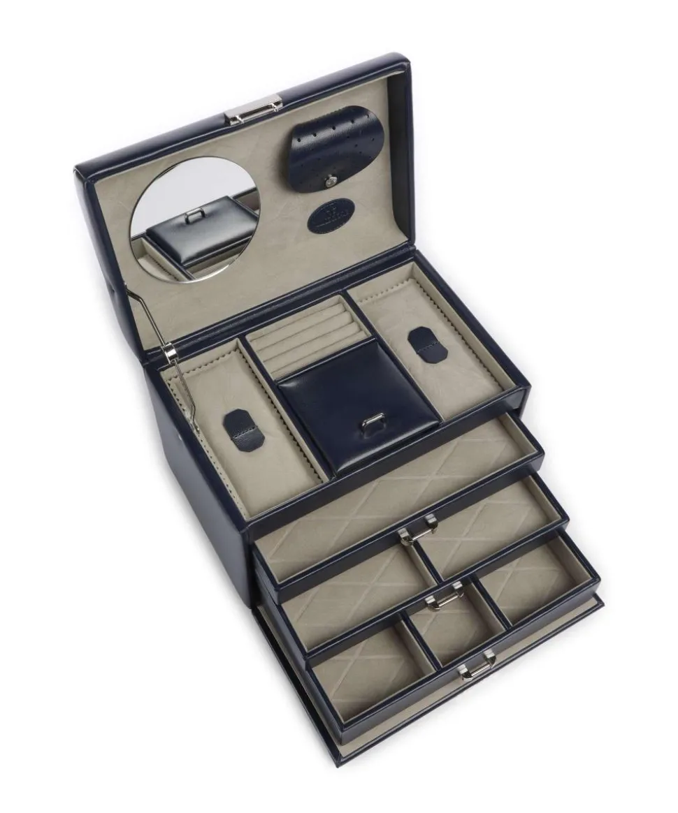 Merino Schmuckkasten Lederimitat dunkelblau