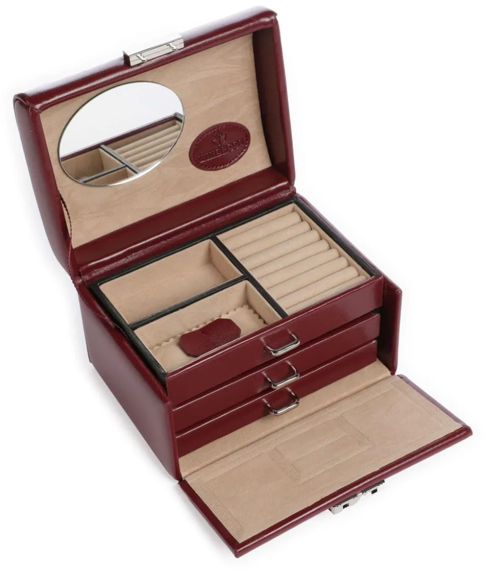 Merino Schmuckkasten Lederimitat dunkelrot