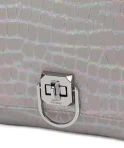 Mermaid Umhängetasche geprägtes Rindsleder hellgrau