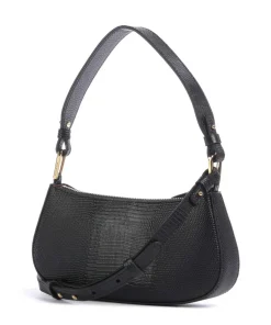 Merveille Lizard Schultertasche geprägtes Rindsleder schwarz