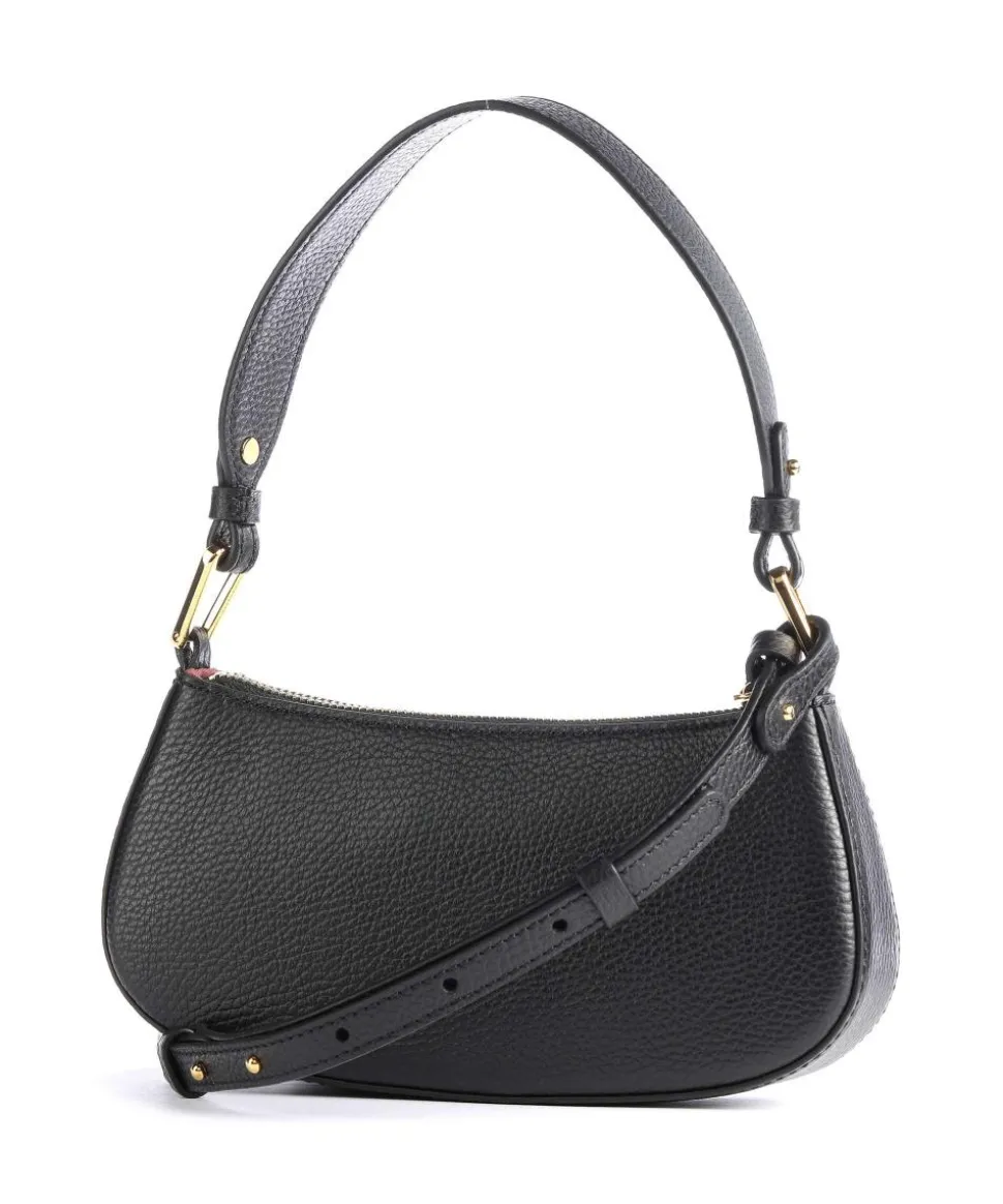 Merveille Schultertasche genarbtes Leder schwarz