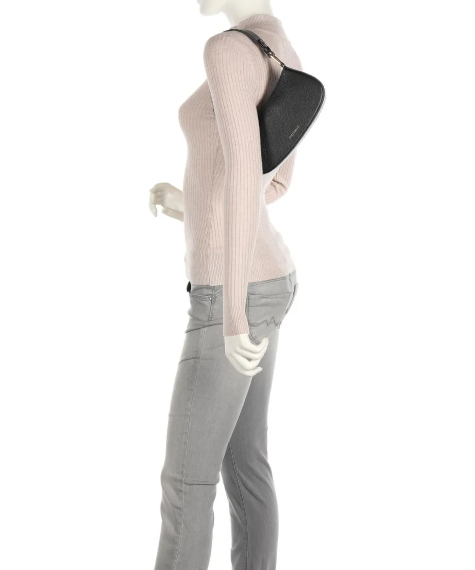 Merveille Schultertasche genarbtes Leder schwarz