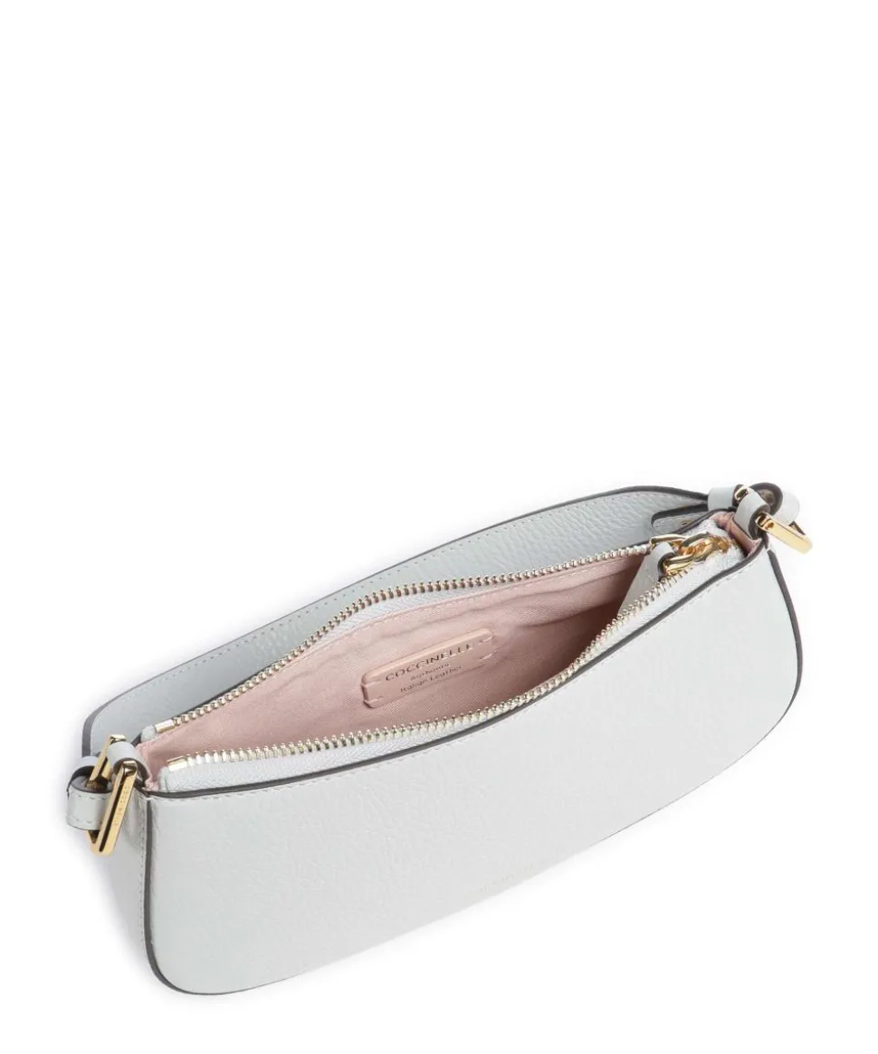 Merveille Schultertasche genarbtes Leder hellblau