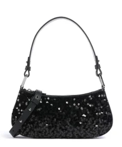 Merveille Schultertasche fein genarbtes Leder schwarz