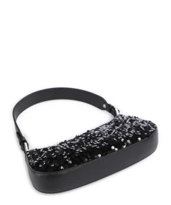 Merveille Schultertasche fein genarbtes Leder schwarz