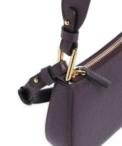 Merveille Schultertasche genarbtes Leder pflaume