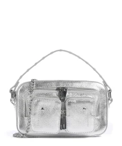 Metallic Helena Umhängetasche genarbtes Leder silber
