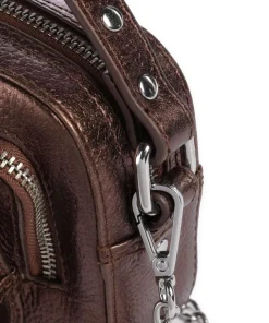 Metallic Helena Umhängetasche genarbtes Leder braun