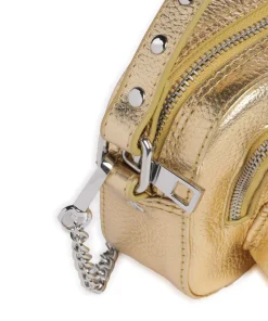 Metallic Helena Umhängetasche genarbtes Leder gold