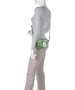 Metallic Helena Umhängetasche genarbtes Leder grün