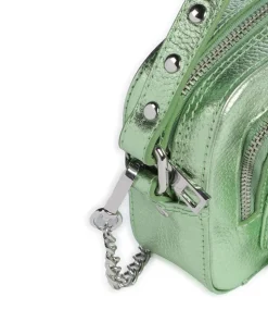 Metallic Helena Umhängetasche genarbtes Leder grün