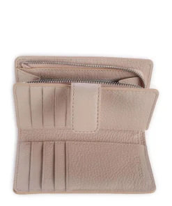 Metallic Monogram Geldbörse Canvas, genarbtes Leder weiß