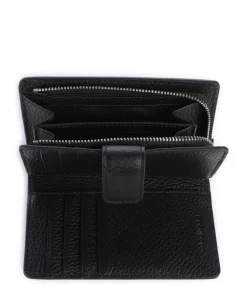 Metallic Monogram Geldbörse Canvas, genarbtes Leder grau/schwarz