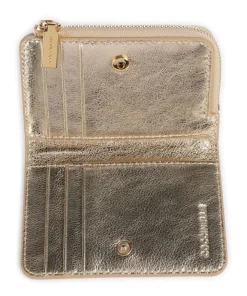 Metallic Smooth Metal Geldbörse Leder gold