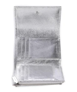 Metallic Smooth Metal Geldbörse genarbtes Leder silber