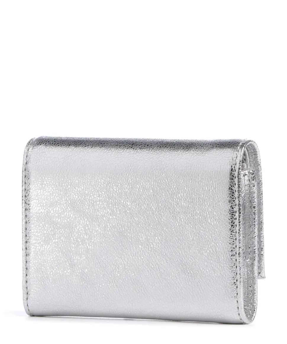 Metallic Smooth Metal Geldbörse genarbtes Leder silber