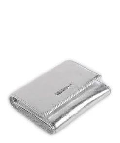 Metallic Smooth Metal Geldbörse genarbtes Leder silber