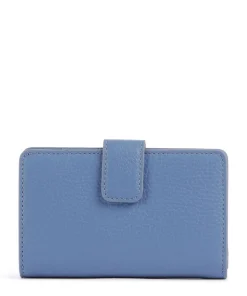 Metallic Soft Geldbörse genarbtes Rindsleder blau