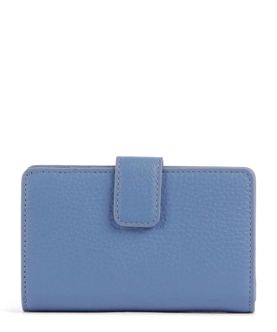 Metallic Soft Geldbörse genarbtes Rindsleder blau