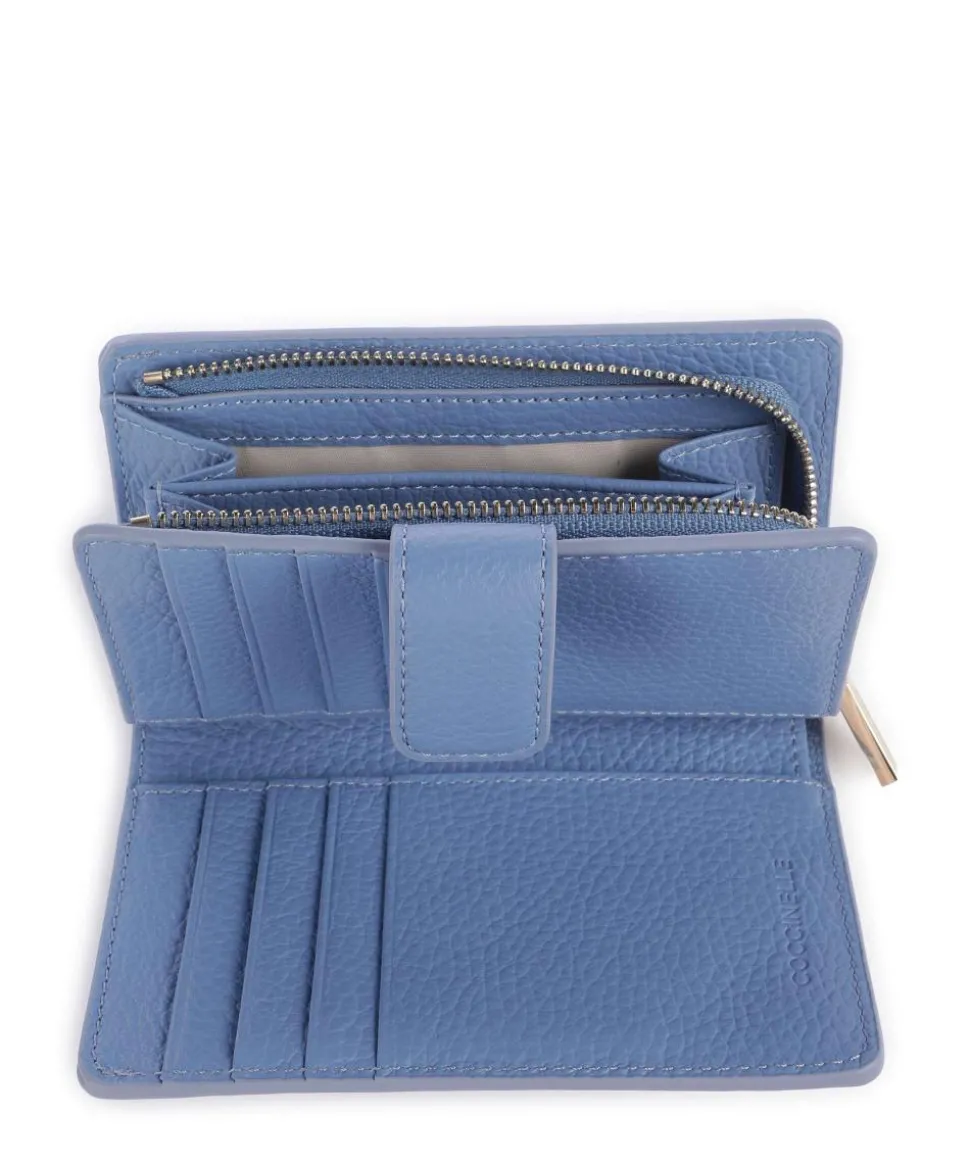 Metallic Soft Geldbörse genarbtes Rindsleder blau