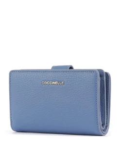 Metallic Soft Geldbörse genarbtes Rindsleder blau