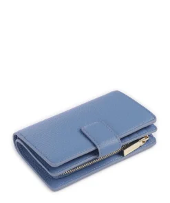 Metallic Soft Geldbörse genarbtes Rindsleder blau