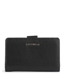 Metallic Soft Geldbörse genarbtes Rindsleder schwarz