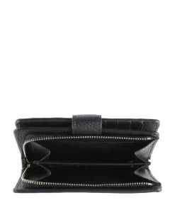 Metallic Soft Geldbörse genarbtes Rindsleder schwarz