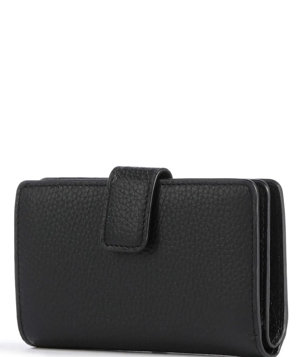Metallic Soft Geldbörse genarbtes Rindsleder schwarz