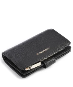 Metallic Soft Geldbörse genarbtes Rindsleder schwarz