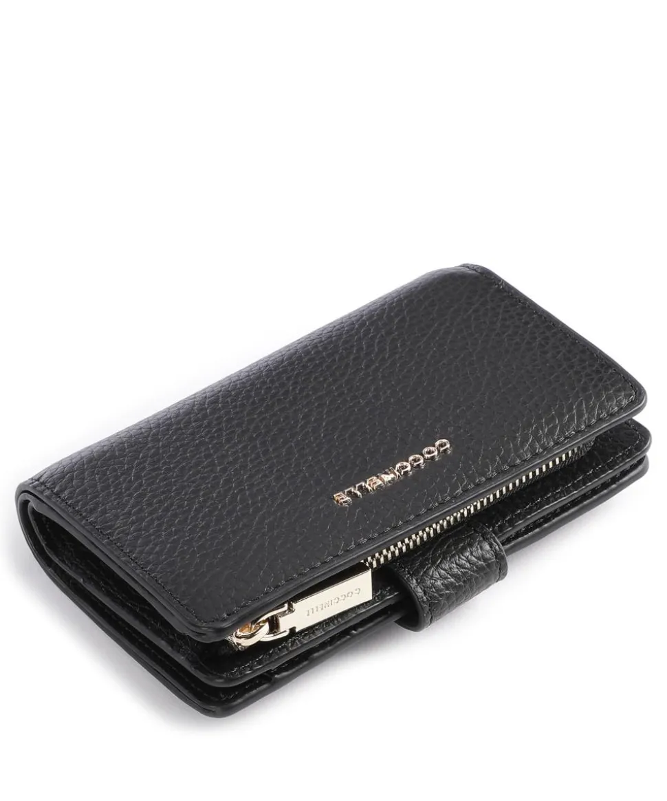 Metallic Soft Geldbörse genarbtes Rindsleder schwarz