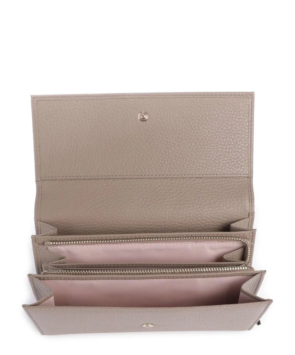 Metallic Soft Geldbörse genarbtes Leder taupe