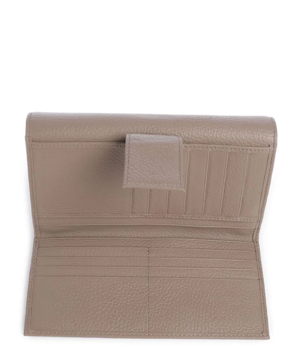 Metallic Soft Geldbörse genarbtes Leder taupe