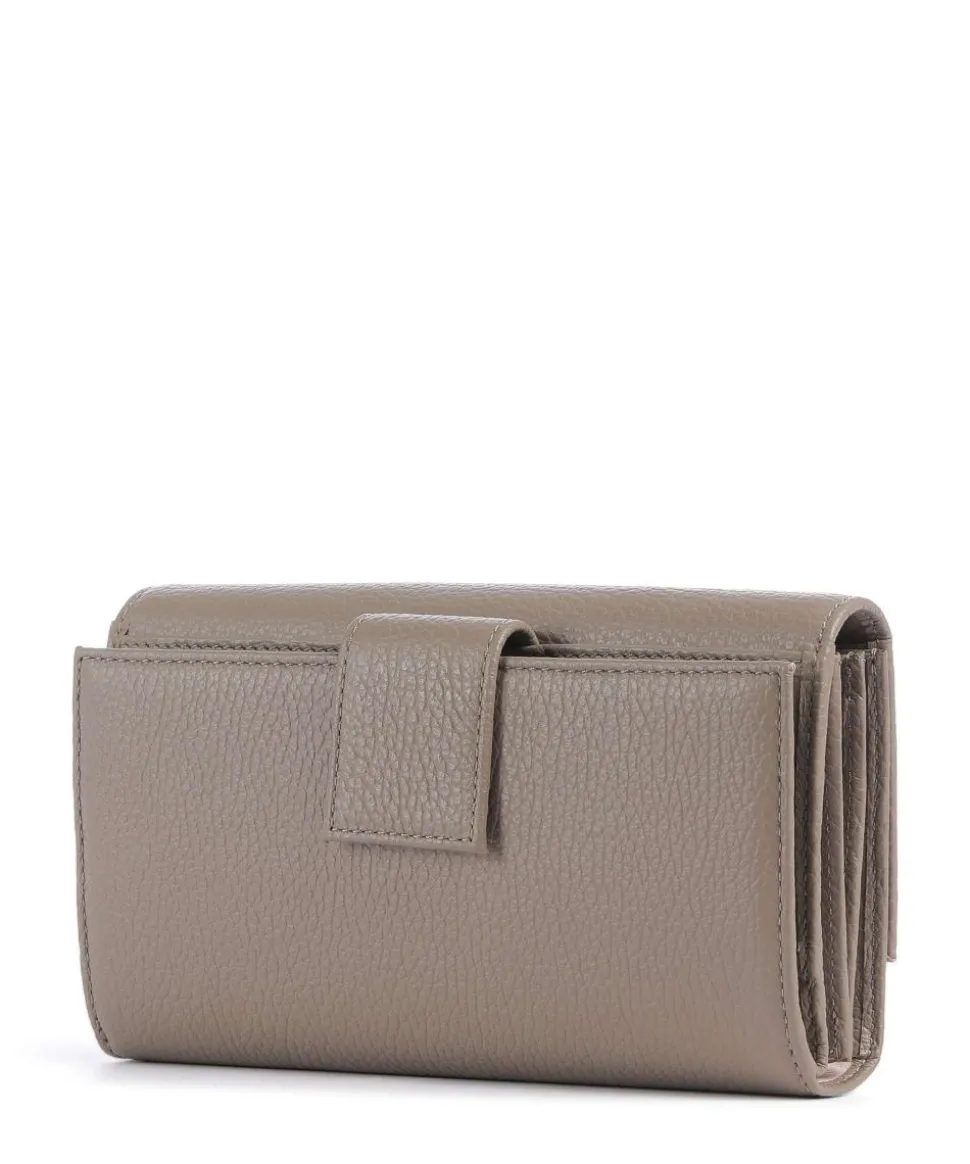 Metallic Soft Geldbörse genarbtes Leder taupe