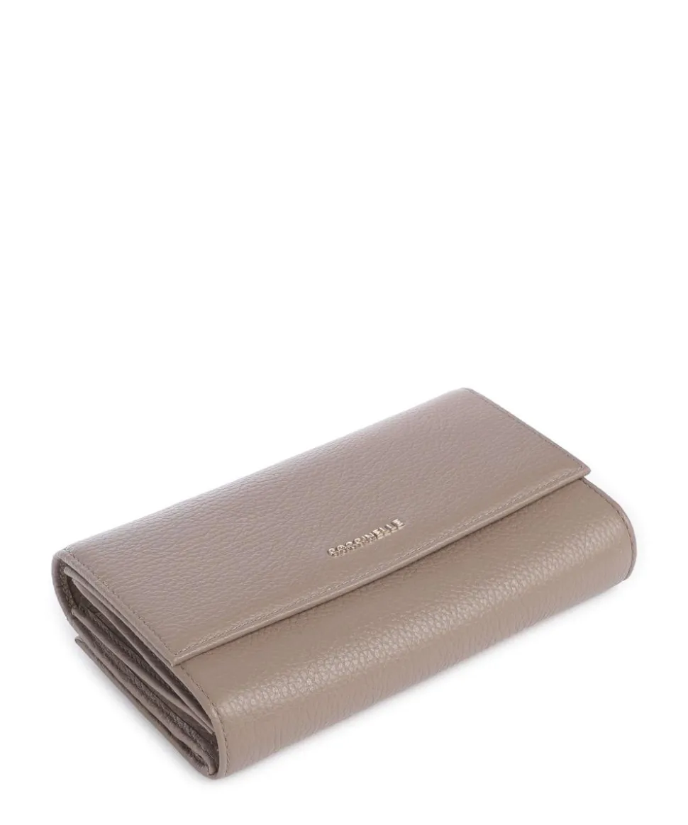 Metallic Soft Geldbörse genarbtes Leder taupe