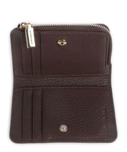 Metallic Soft Geldbörse genarbtes Leder dunkelbraun